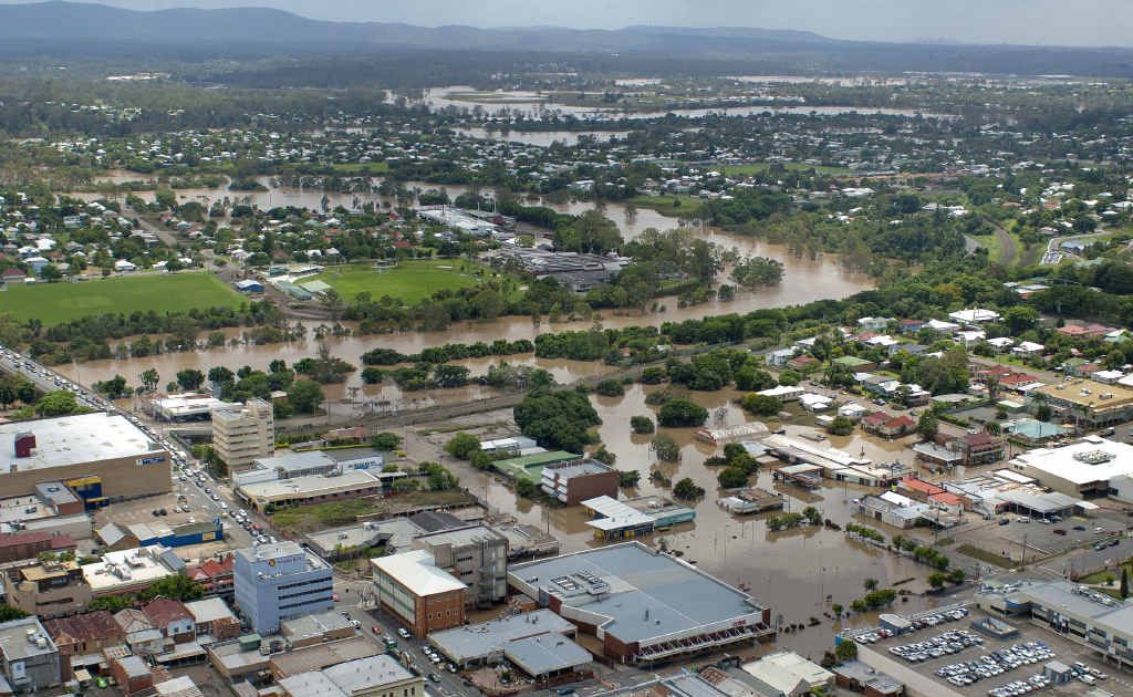 CITY AWASH: An aerial picture of the city at the height of the flood which followed the release of water from the Wivenhoe Dam. CITY AWASH: An aerial picture of the city at the height of the flood which followed the release of water from the Wivenhoe Dam.